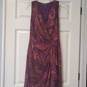 Ralph Lauren, faux-wrap sleeveless dress.